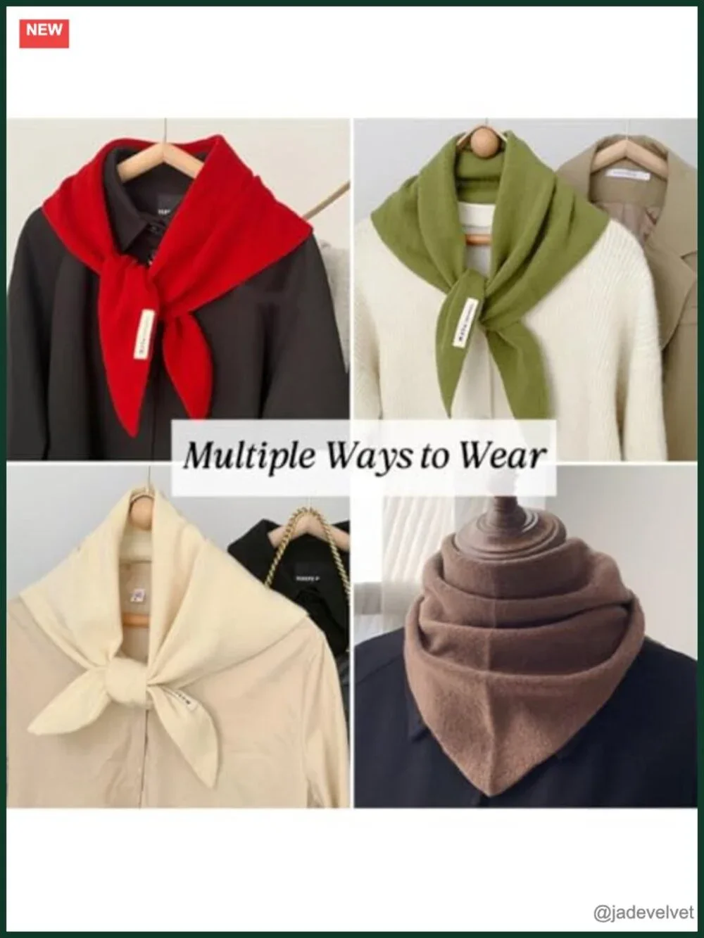 Cashmere Blend Triangle Scarf Shawl Wrap - 4-in-1 Versatile Styling